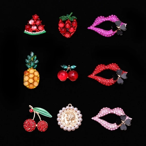 DIY Alloy Jewelry Accessories Fruit Cherry Pineapple Strawberry Lip Charms Rhinestone Artificial Pearl Pendants For Phone Case Craft Women Girl Fashion Decoration