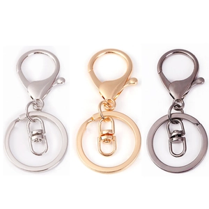 Ganci per Portachiavi con Chiusura a Moschettone Girevole in Metallo Con Anelli Divisi Accessori Fai da Te Oro Argento Nero