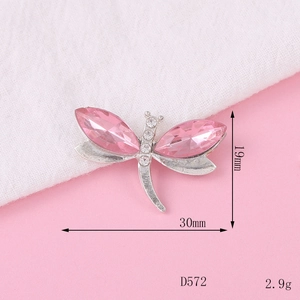 Pink crystal dragonfly alloy charm 30x19mm for DIY phone case jewelry making