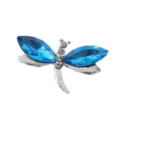 Dragonfly animal accessory with blue rhinestone wings and silver metal for DIY crafts