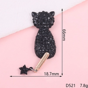 Funkelnder schwarzer Strass-Katzen-Anhänger für DIY-Handyhüllen und Schmuckzubehör