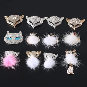 DIY Alloy Animal Fox Cat Charms Rhinestone Faux Artificial Pearl Pendants For Phone Case Shoe Bag Decoration Jewelry Making Accessories