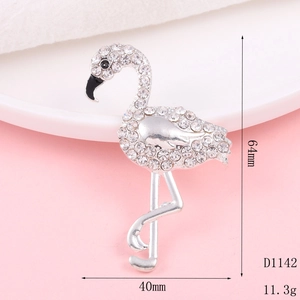 Silberne Flamingo-Brosche mit weißen Strasssteinen, Höhe 64mm, Breite 40mm, Gewicht 11,3g