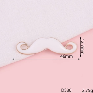 Creative white enamel mustache charm with golden metal edges for DIY accessories