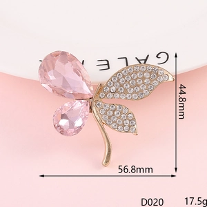 Broche de mariposa con piedras rosas y diamantes, incluyendo medidas del producto