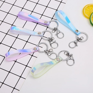 Holographic Laser PU Leather Rope Keychain With Zinc Alloy Lobster Clasp Creative Bag Phone Pendant Fashion Accessory Unisex