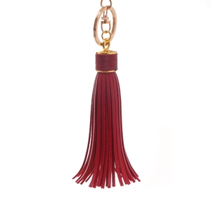 Fashion PU Leather Tassel Keychain With Metal Lobster Clasp Gold Ring Bag Pendant For Women Car Keys Accessory DIY Gift