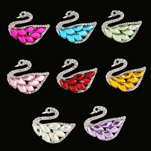 Sparkling crystal swan charms in assorted colors for DIY accessories and car vent decor