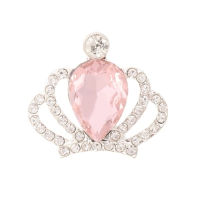Accessorio corona d'argento con gemma rosa a goccia e diamanti scintillanti