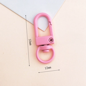 Mousqueton porte-clés rose avec anneau pivotant à 360 degrés, 33mm pour loisirs créatifs