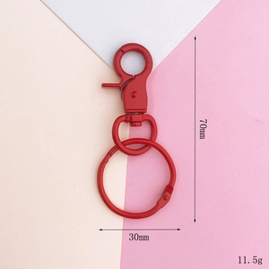 DIY red lacquer metal lobster clasp keychain with 30mm ring for bag accessories 70mm