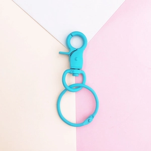Sky blue matte metal lobster clasp keychain with rotating swivel hook for DIY crafts
