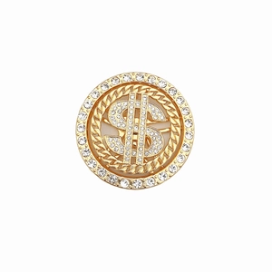Creative rotating dollar sign gold phone accessory with sparkling white rhinestones