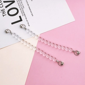 Clear crystal beaded chain for DIY phone cases and handbags with silver ring buckles