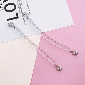 Fashion Transparent Acrylic Beaded Phone Chain With Alloy Buckle Korean Style Clear Hand Strap For Women DIY Case Accessories