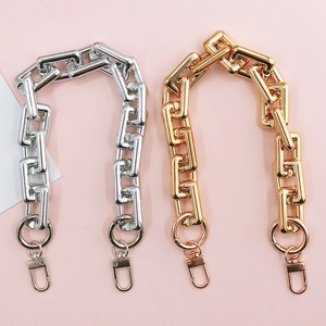 Chunky rectangular chain link accessory in gold and silver finish with lobster clasp
