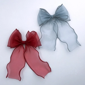 Fiocchi per capelli in organza bordeaux e grigio blu per accessori fai-da-te