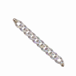 Holographic acrylic thick chain strap with silver metal buckles for phone cases and bags