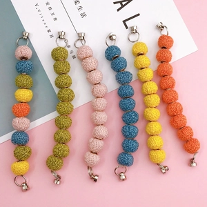 Handmade Plush Wool Ball Phone Chain Strap Anti-Drop Mobile Phone Lanyard Bracelet Women Girl Cute DIY Phone Case Accessories