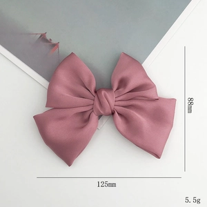Pink satin bow hair accessory 125x88mm for DIY crafts and phone case decoration