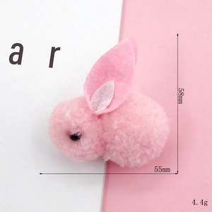 Handmade pink plush rabbit accessory for DIY crafts and hair ornaments 55mm x 58mm