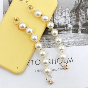 Cinturino in perle per cover cellulare con perle dorate e anelli in metallo per il fai-da-te