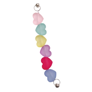 DIY acrylic heart phone strap with rainbow frosted jelly charms and silver metal clasps