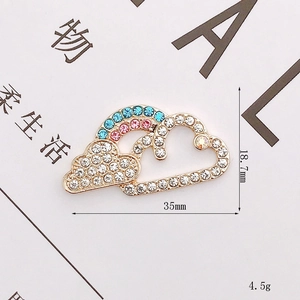Sparkling rhinestone cloud and rainbow charm accessory with dimensions 35mm x 18.7mm