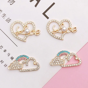 Rhinestone Cloud Heart Love DIY Charms For Phone Case Shoe Decoration Alloy Artificial Pearl Embellishments Jewelry Making Accessories
