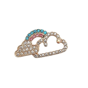 Cloud rainbow brooch with colorful rhinestones on a gold-plated alloy base