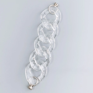 Transparent acrylic chunky chain bracelet with silver magnetic screw clasp closure