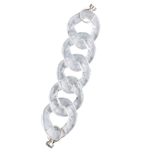 Transparent grey marble acrylic chunky chain bracelet with silver screw clasp fasteners