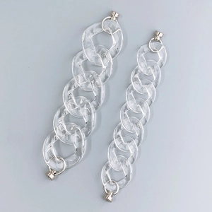Modern Clear Acrylic Chunky Chain Bracelet For Women Transparent Resin Link Bracelet With Silver Metal Screw Buckle Jewelry