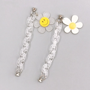 Korean Style Acrylic Sunflower Smiley Face Phone Chain Cute Transparent Glitter Flower Phone Case DIY Decoration Hanging Accessories