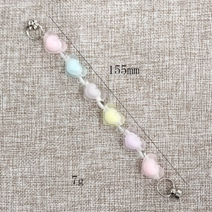 Colorful 155mm heart-shaped acrylic bead chain with matte finish and silver metal rings