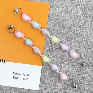 Macaron Colors Frosted Acrylic Heart Beaded Phone Charm Strap DIY Jewelry Accessory Anti-lost Hand Strap For Women Girls