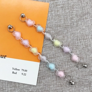 Acrylic heart beaded charms in pastel macaron colors with silver metal clasp