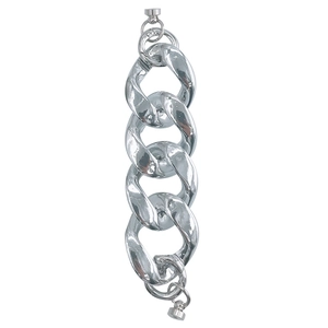 Metallic silver acrylic chunky chain accessory with twisted links and swivel clasps