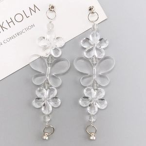 Transparenter Acryl Schmetterling Blume Handyanhänger DIY Perlen Handykette Mit Silber Metallverschluss Zubehör