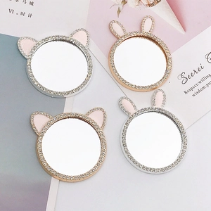 Specchietti per trucco fai-da-te per cellulari con orecchie di coniglio e strass
