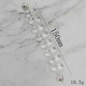 Cordon en perles de cœur acrylique transparent avec anneau pour coque de téléphone