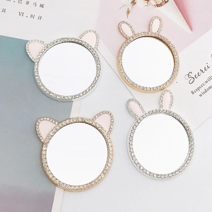 Set di specchi da trucco con strass e orecchie di coniglio e orso per decorazione cover DIY
