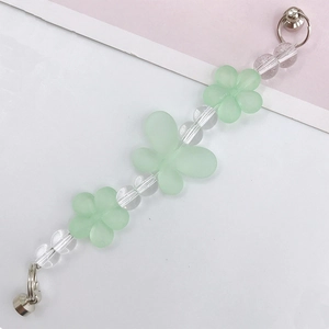 Bracciale in perline acriliche con fiori e farfalle verde chiaro per accessori fai-da-te