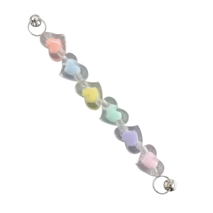 Colorful acrylic heart bead chain with metal rings for DIY accessories and phone cases