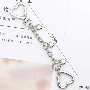 Polished silver heart-shaped clasp metal chain with heart charms for DIY accessories