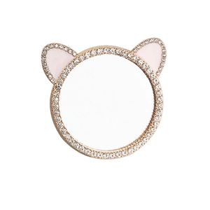 Accessorio specchio gatto con strass per telefono e cornice in lega dorata di lusso