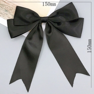 Grand nœud en satin noir de 150 mm avec rubans pour accessoires de cheveux et déco