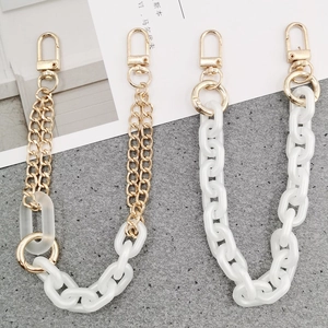 Faux pearl and acrylic replacement handbag chain with gold lobster clasps and metal links