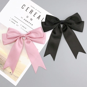 Élégante Grande Barrette Nœud en Ruban de Satin Avec Longues Banderoles Épingle à Cheveux Papillon Double Couche Accessoires Cheveux DIY