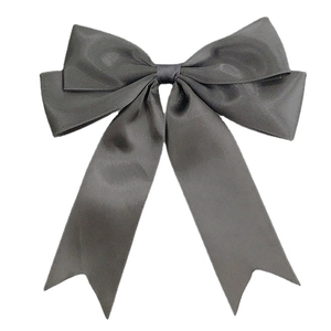 Nœud élégant en satin gris foncé avec de longs rubans pour accessoires de cheveux DIY